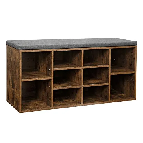 Klupa za cipele s 10 pregrada, 104 x 30 x 48 cm, rustikalna smeđ boja