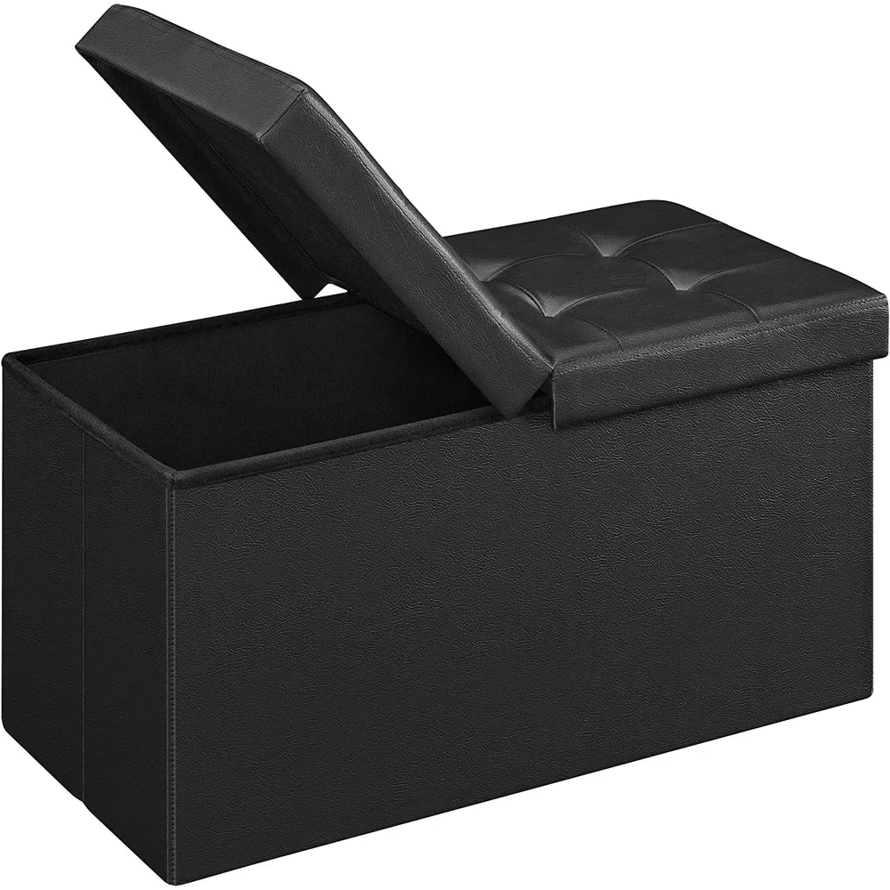 Klupa za odlaganje, sklopiva klupa, 80 L, 76 x 38 x 38 cm crna