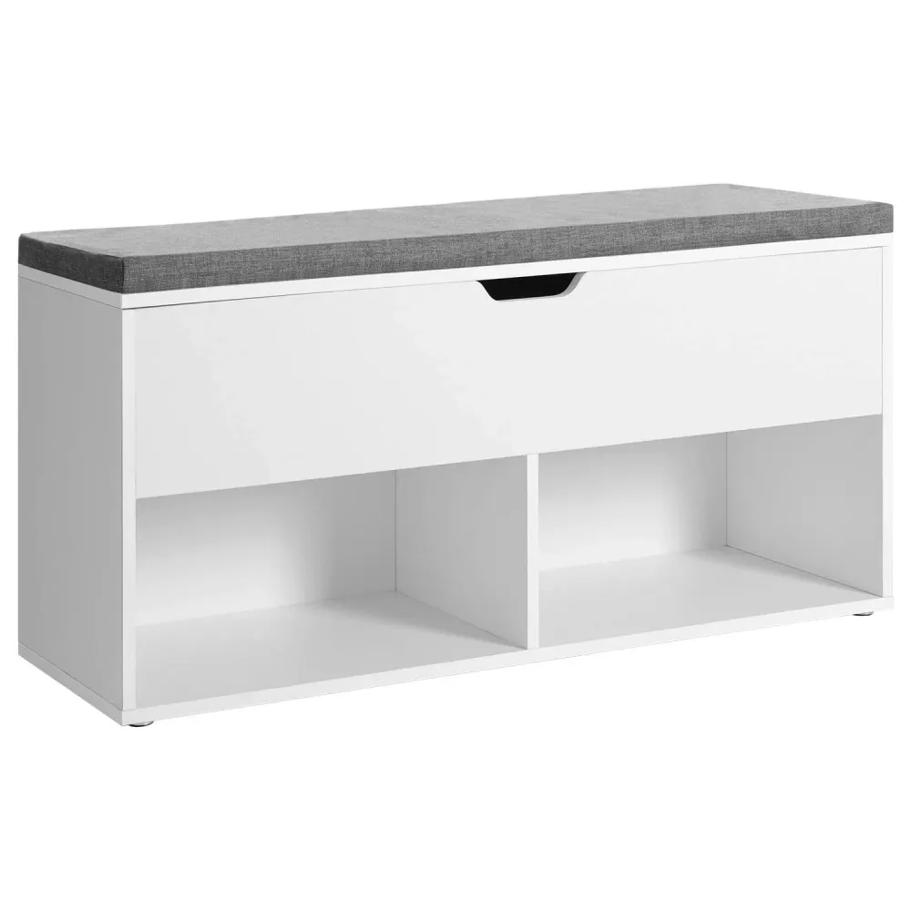 Klupa s podstavljenim sjedalom i prostorom za cipele, 100x48x30 cm, bijela