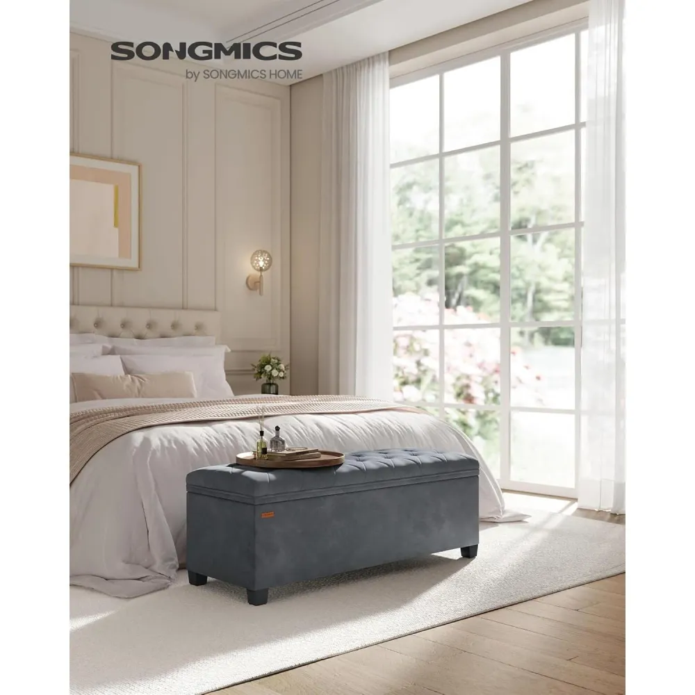 Klupa s prostorom za pohranu, 40 x 110 x 40 cm, nosivost do 300kg, siva