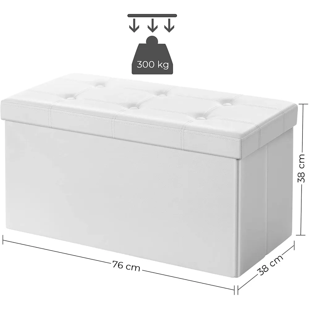 Kutija za sjedenje, sjedalo, kutija za odlaganje, 76 cm umjetna kož bijela