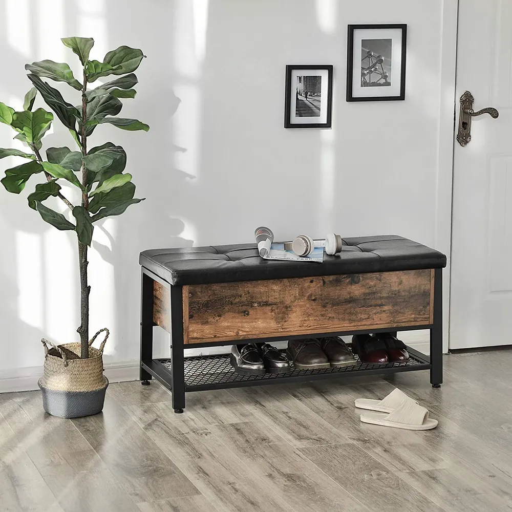 Podstavljena klupa za cipele, 100 x 40 x 47 cm, rustikalno smeđ