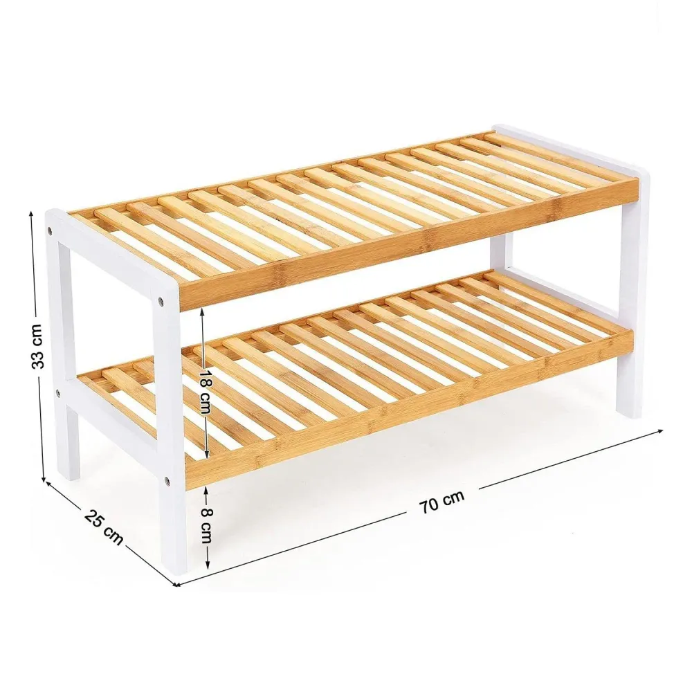 Stalak za cipele od bambusa na dva nivoa 70 x 26 x 33 cm