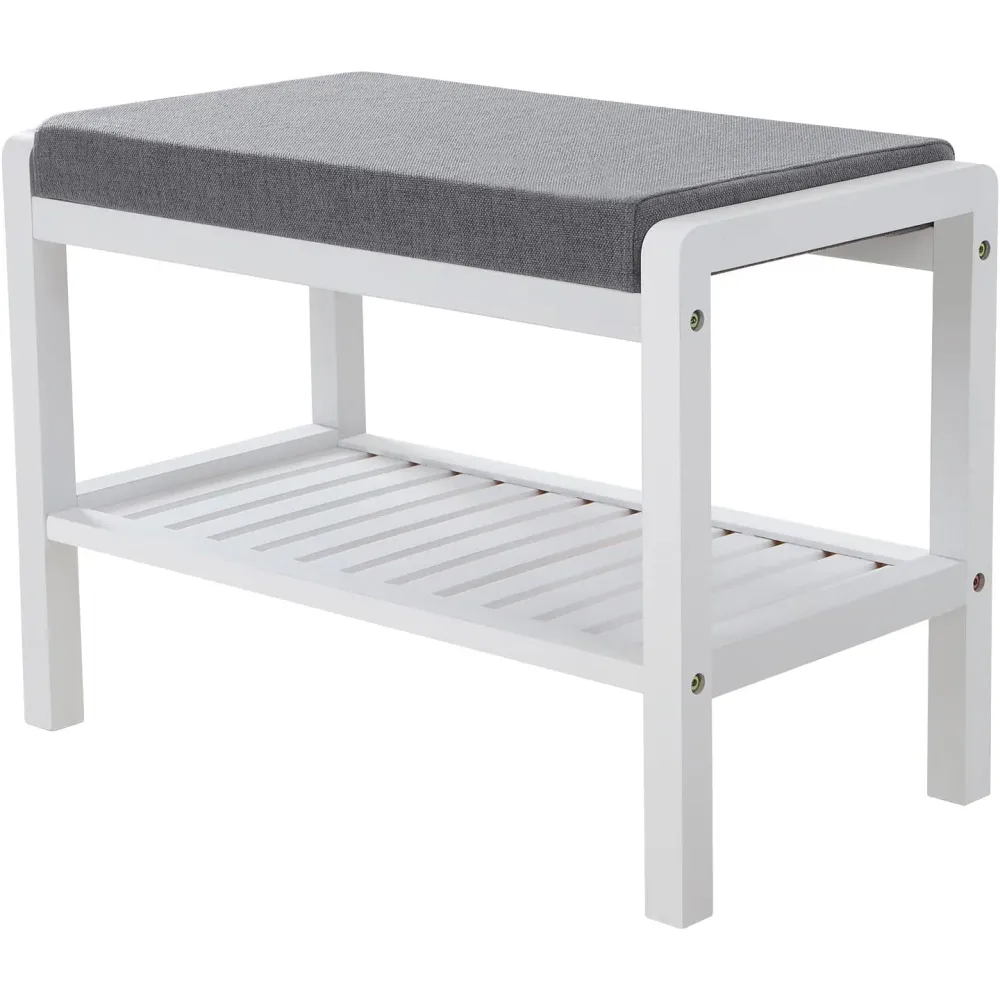 Stalak za cipele od bambusa s podstavljenim sjedalom 60 x 32 x 43 cm