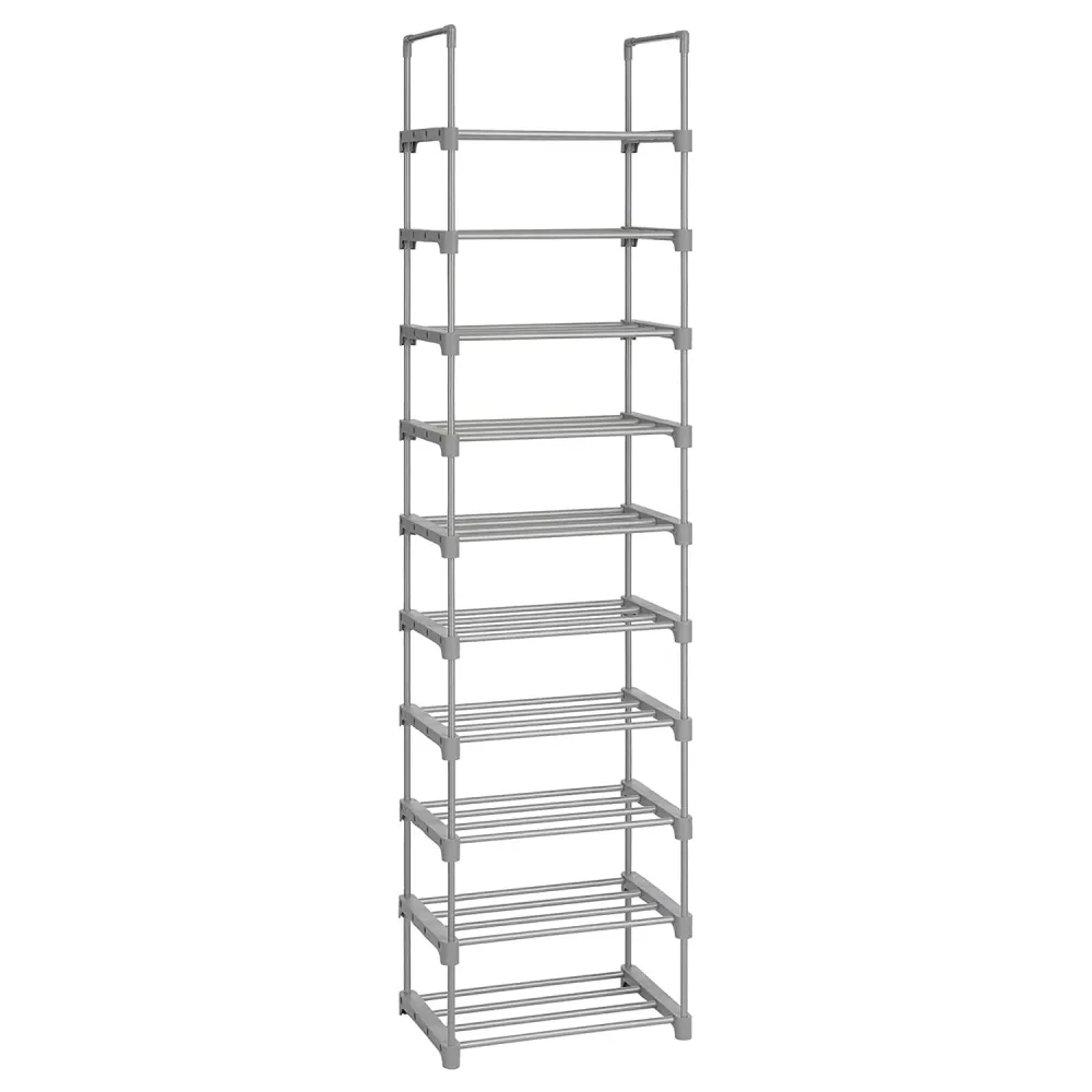 Stalak za cipele s 10 polica, 45 x 30 x 174 cm, siva boja