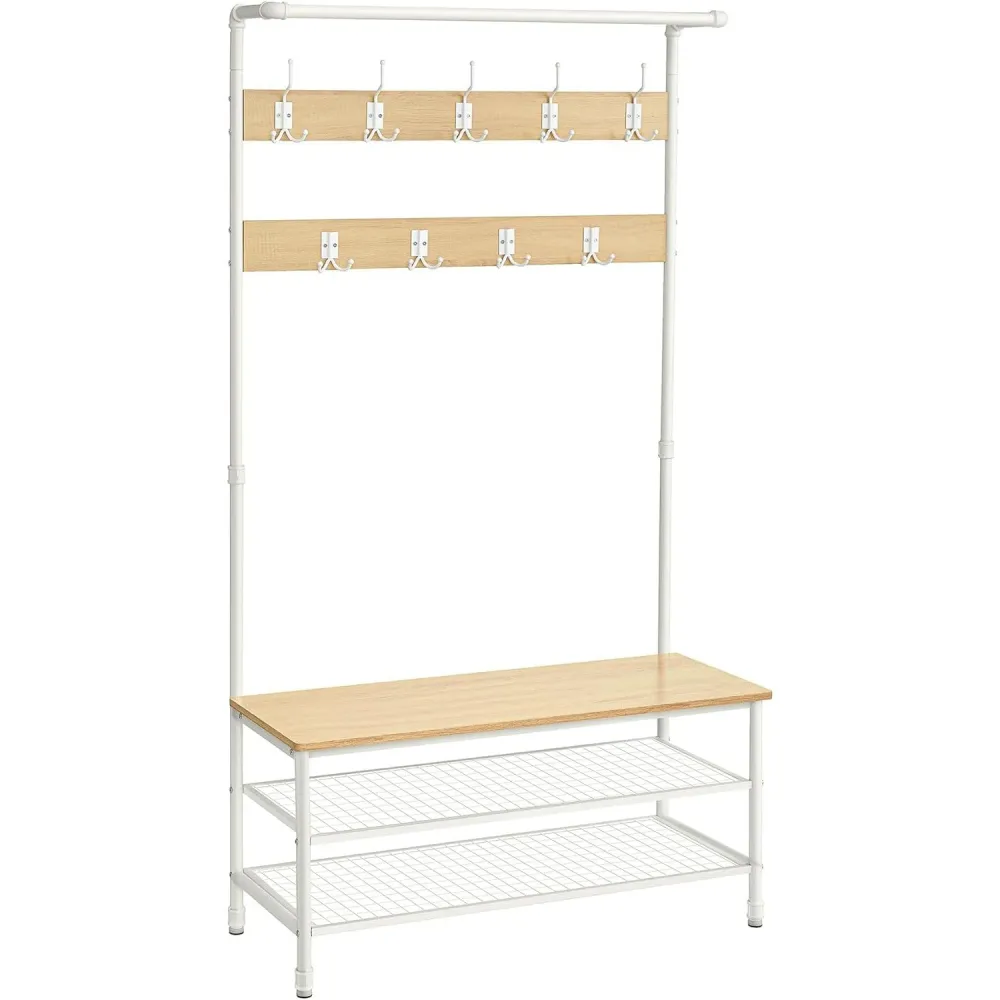 Stalak za kapute s prostorom za cipele, 41,5 x 100 x 182 cm, hrast i bijela boja