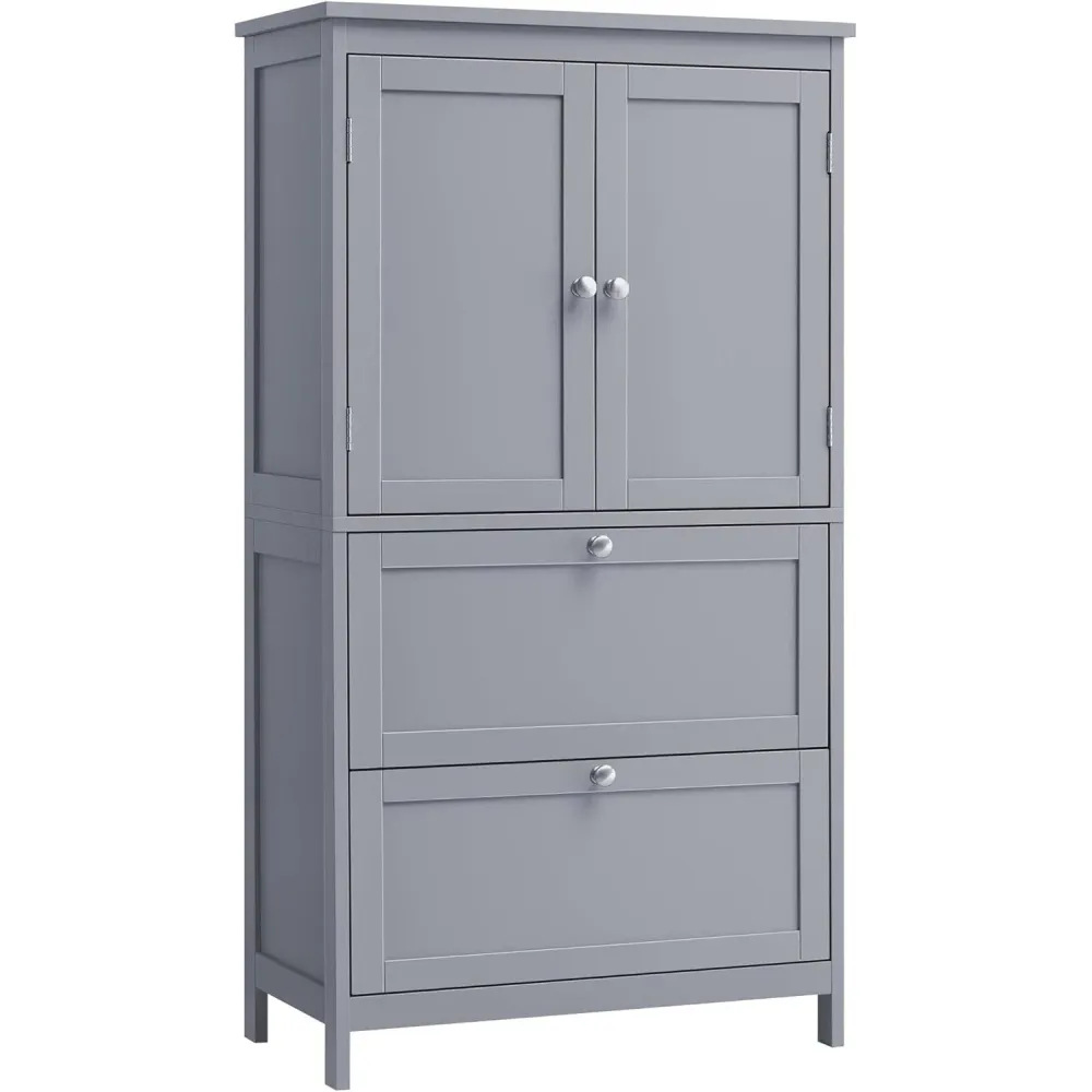 Stojeći kupaonski ormar s 2 ladice i 2 vrata, 30 x 60 x 110 cm, siva