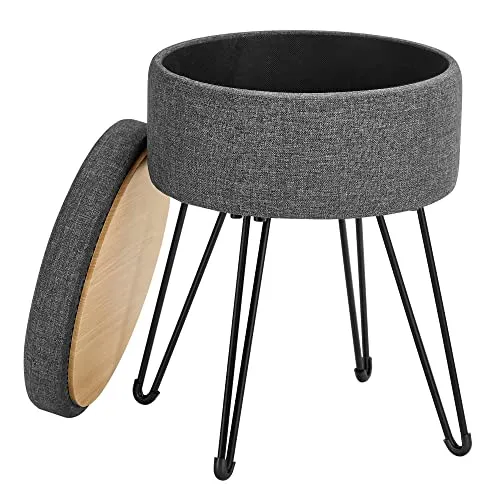 Tabure, stolica s prostorom za pohranu, 39 x 44,1 cm (promjer x V), sive boje