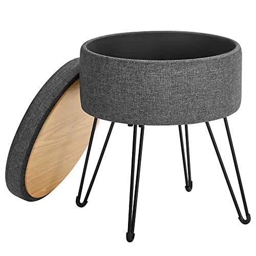 Tabure, stolica s prostorom za pohranu, 37 x 45 cm (promjer x V), tamno siva