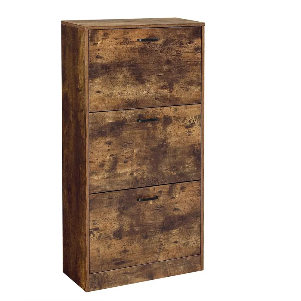 Uski ormarić za cipele s 3 vrata, 60 x 120 x 24 cm, rustikalno smeđi