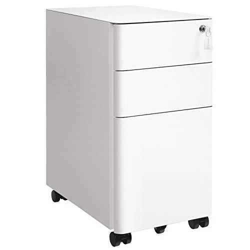 Mobilni ormarić za datoteke s kotačima i bravom, 30 x 46 x 59,2 cm, bijeli