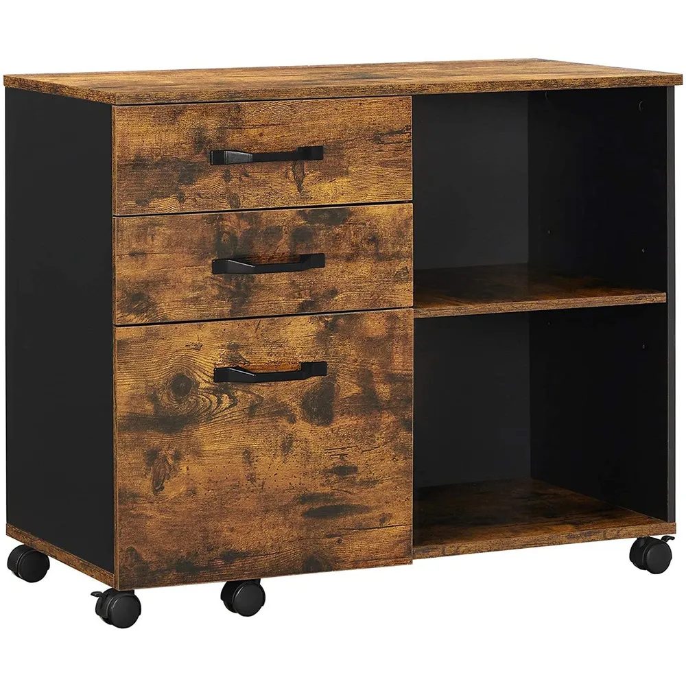 Ormar za spise s 3 ladice, uredski spremnik 80 x 66 x 40 cm, rustikalno smeđ