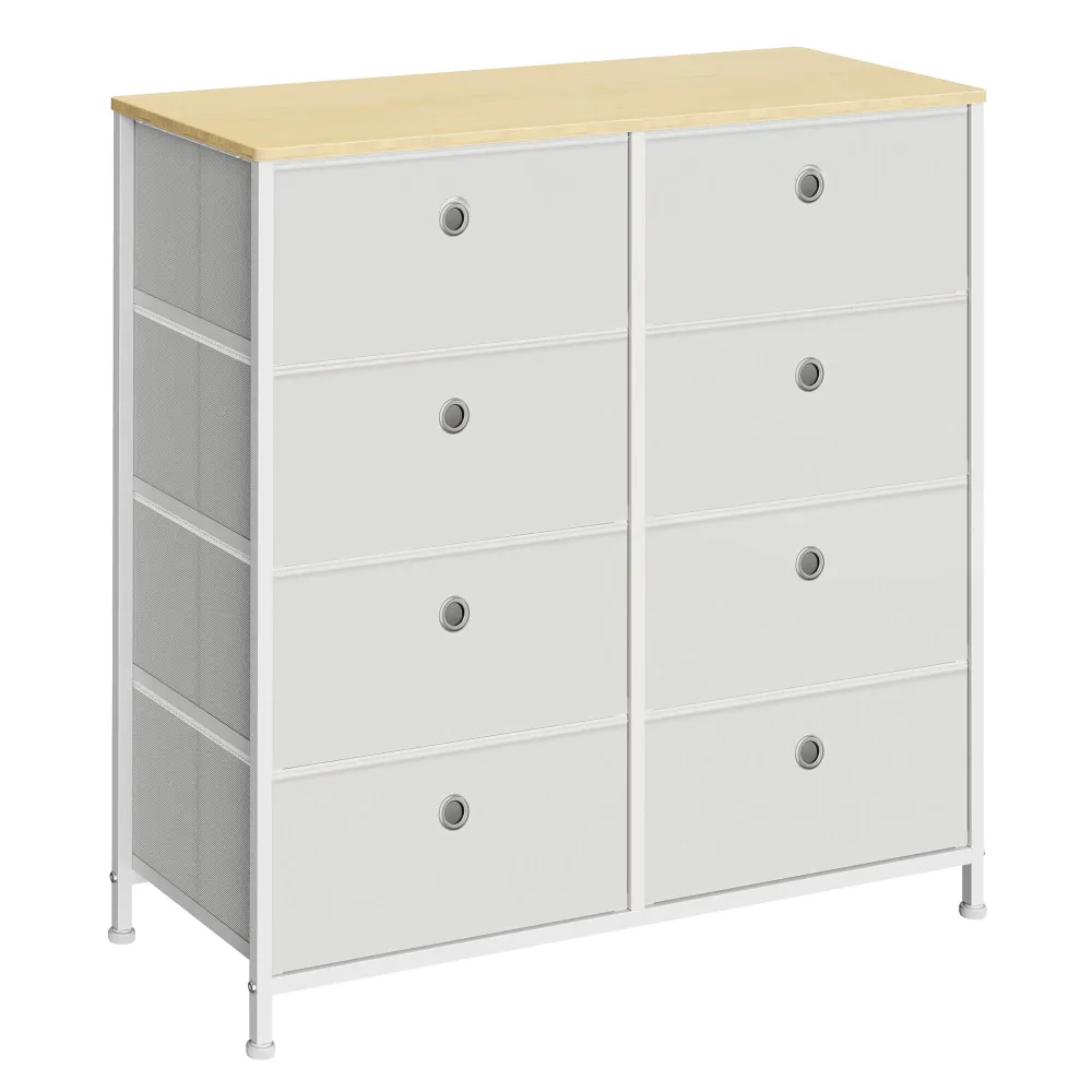 Ormarić s 8 platnenih ladica, komoda 30 x 80 x 81,5 cm, krem bijele boje