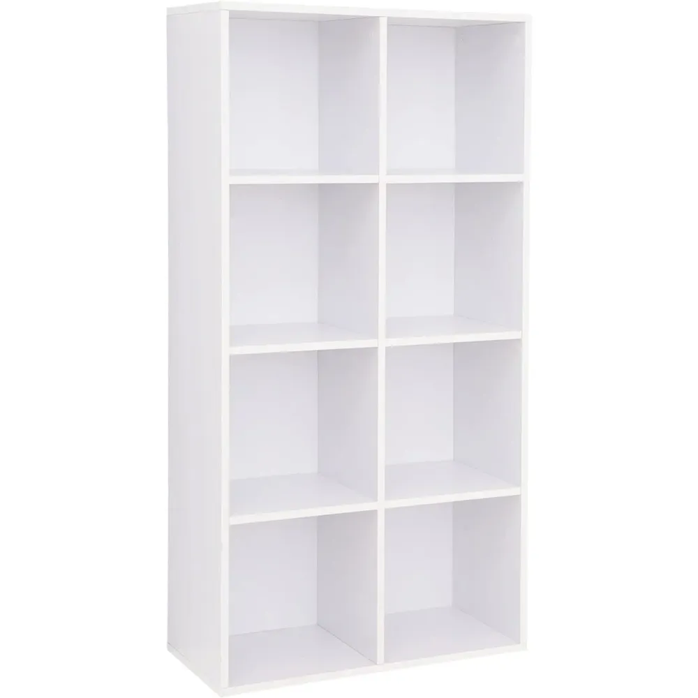 Drvena polica za knjige s 8 odjeljaka 30 x 65.5 x 129,5 cm, bijela boja