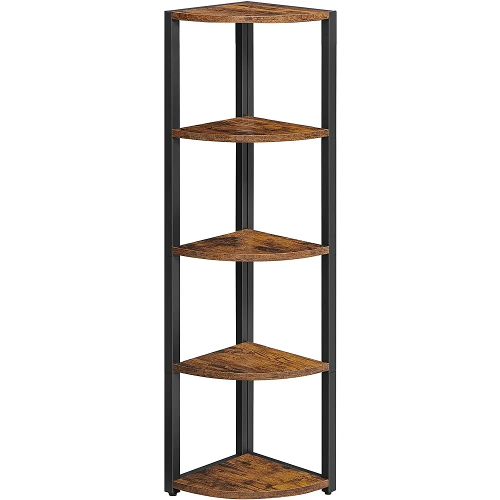 Kutna polica s 5 razina, industrijski stil, 30 x 129,5 x 30 cm