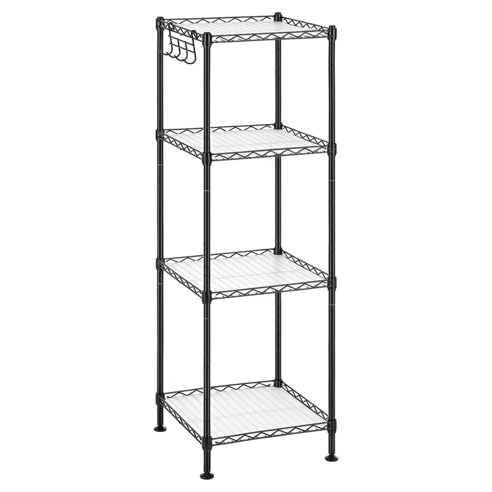 Metalna polica na 4 razine s kukama, nosivost do 80 kg, 30x30x102 cm, crna |SONGMICS
