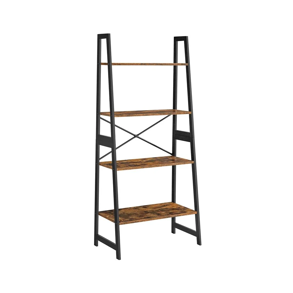 Polica za knjige u industrijskom stilu, 63 x 34 x 137 cm, crno-smeđ