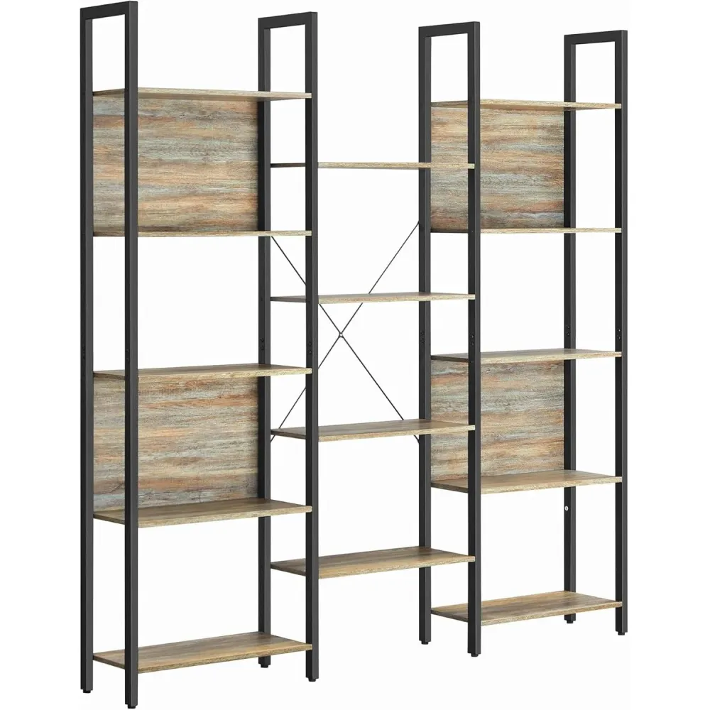 Polica za knjige s metalnim okvirom,24 x 158 x 166 cm, smeđe i crne boje