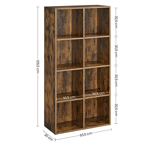 Regal za knjige s 8 kockastih jedinica za pohranu 65,5 x 30 x 13,5 cm, smeđi