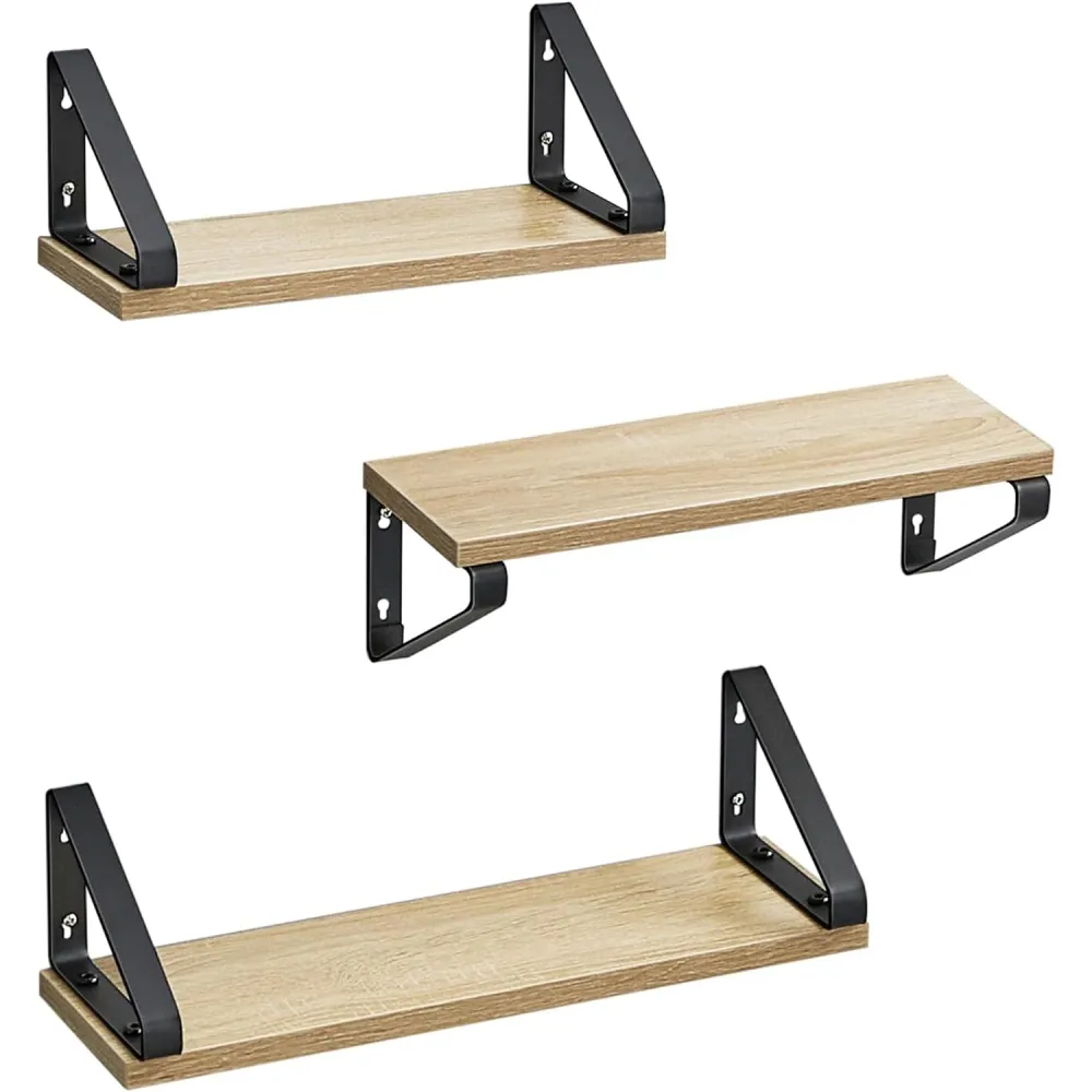 Set od 3 zidne police različitih dimenzija, 30/35/40 x 12 x 11 cm, boje hrasta-crne