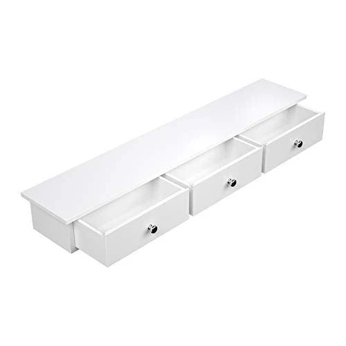 Zidna polica s 3 ladice, 80 x 15 x 10 cm, visokosjajni premaz, bijele boje
