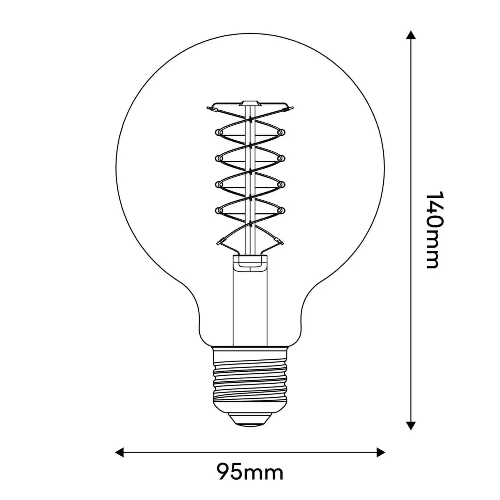 Žarulja LED Filament Bijela Kugla G95 5,9W 500Lm E27 2700K Prigušiva - W03