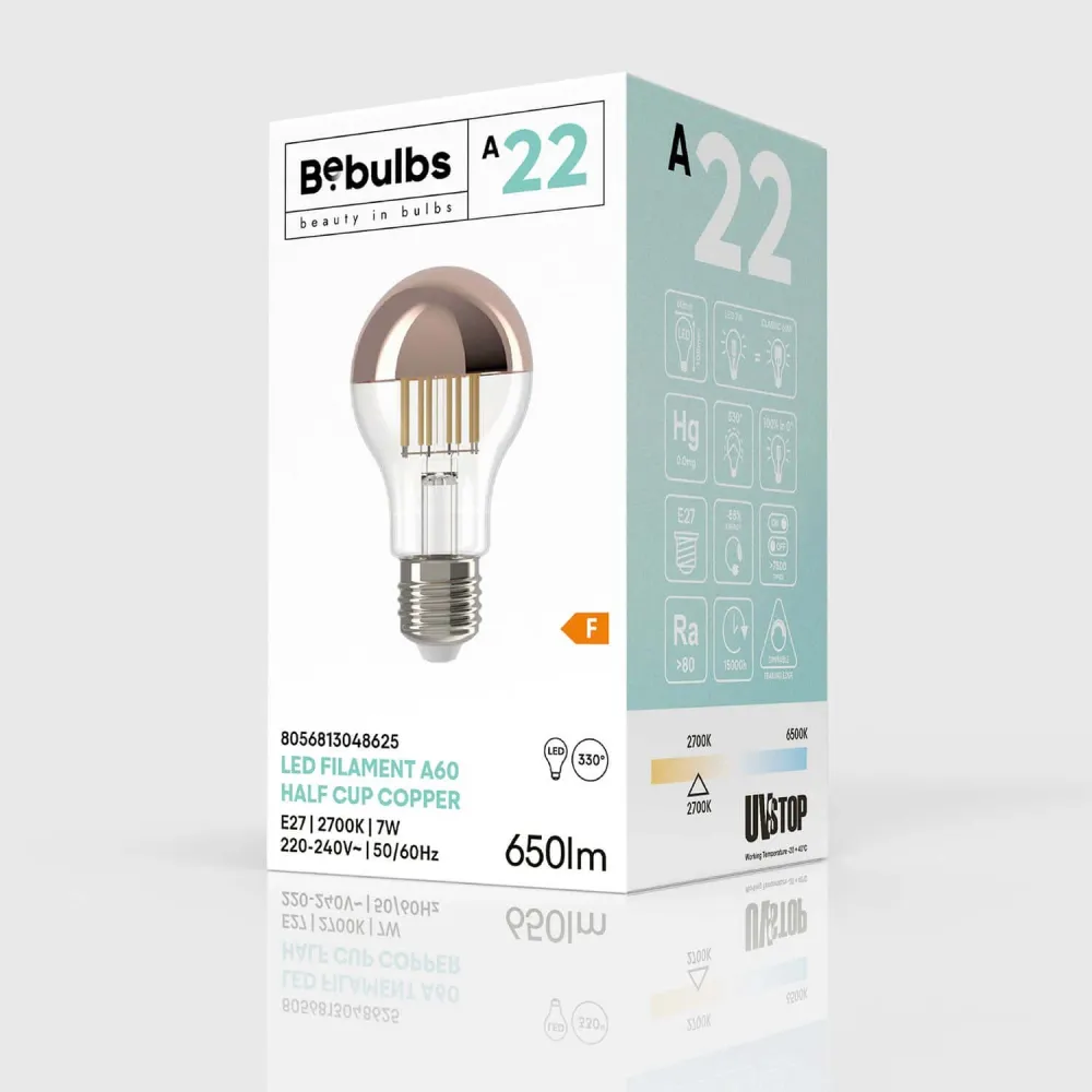 Žarulja LED Polukugla Bakar Goccia A60 7W 650Lm E27 2700K Prigušiva - A22
