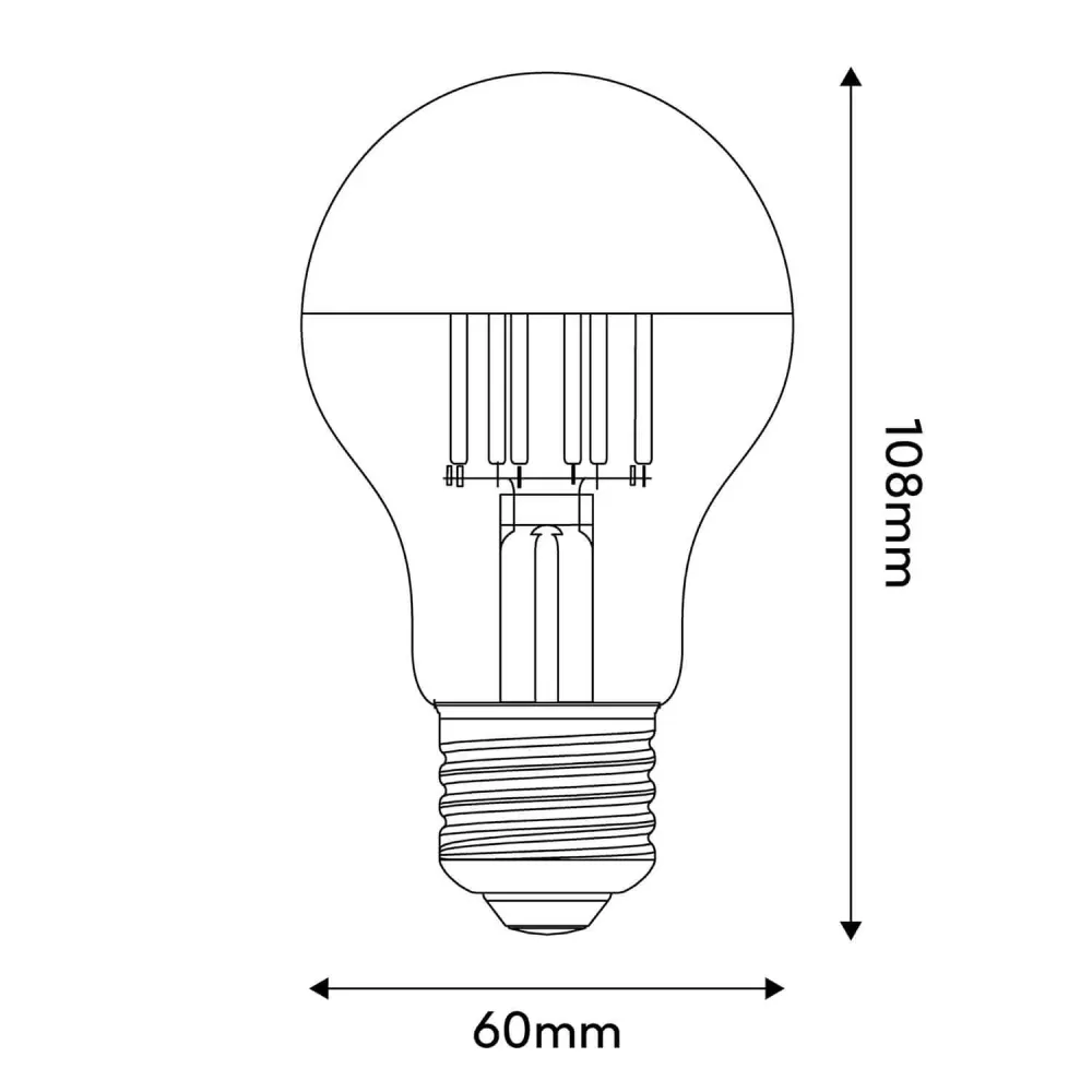 Žarulja LED Polukugla Srebrna Goccia A60 7W 650Lm E27 2700K Prigušiva - A02