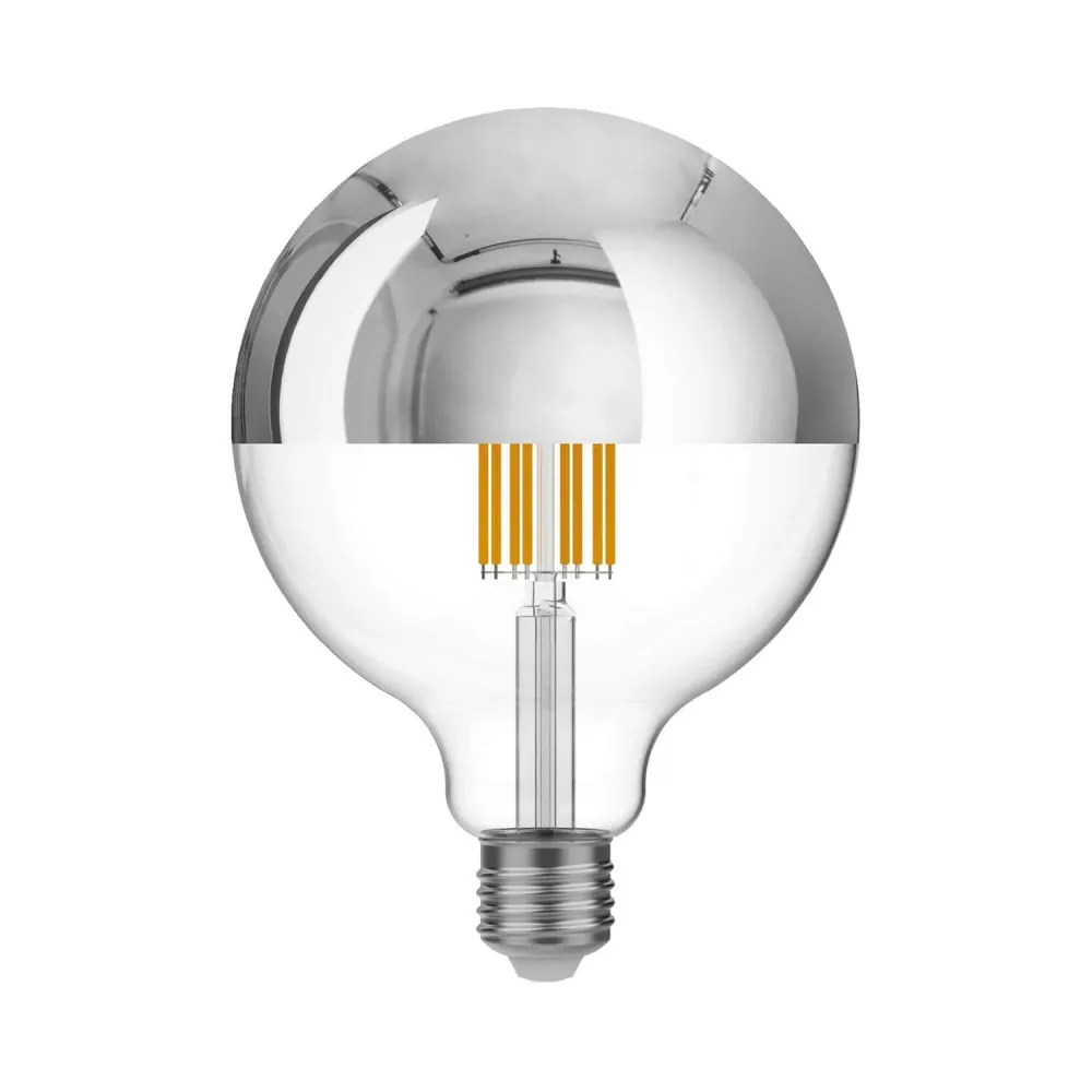 Žarulja LED Polusfera Srebrna Globe G125 7W 650Lm E27 2700K Prigušiva - A05