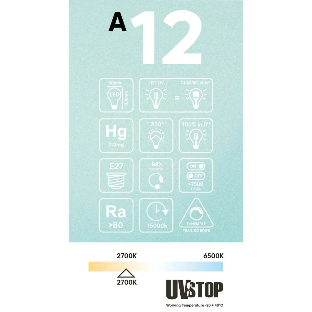Žarulja LED Polu-sfera Zlatna Kap A60 7W 650Lm E27 2700K Prigušiva - A12