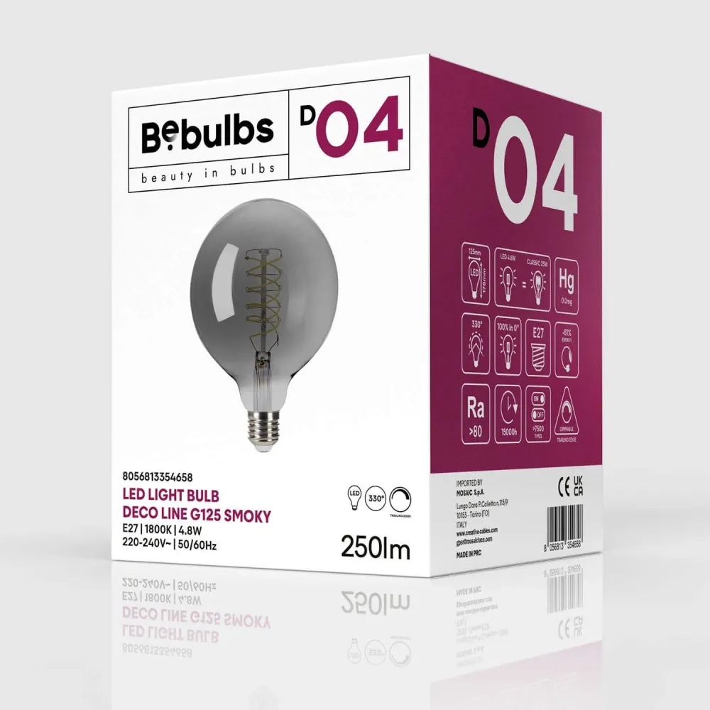 Žarulja LED Smoky Globo G125 4,8W 250Lm E27 1800K podesiva jačina svjetla - D04