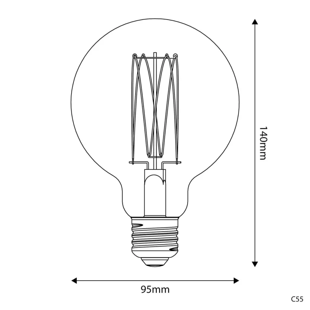 Žarulja LED Zlatna Carbon Line uspravni filament Globo G95 7W 640Lm E27 2700K Dimmabilna - C55