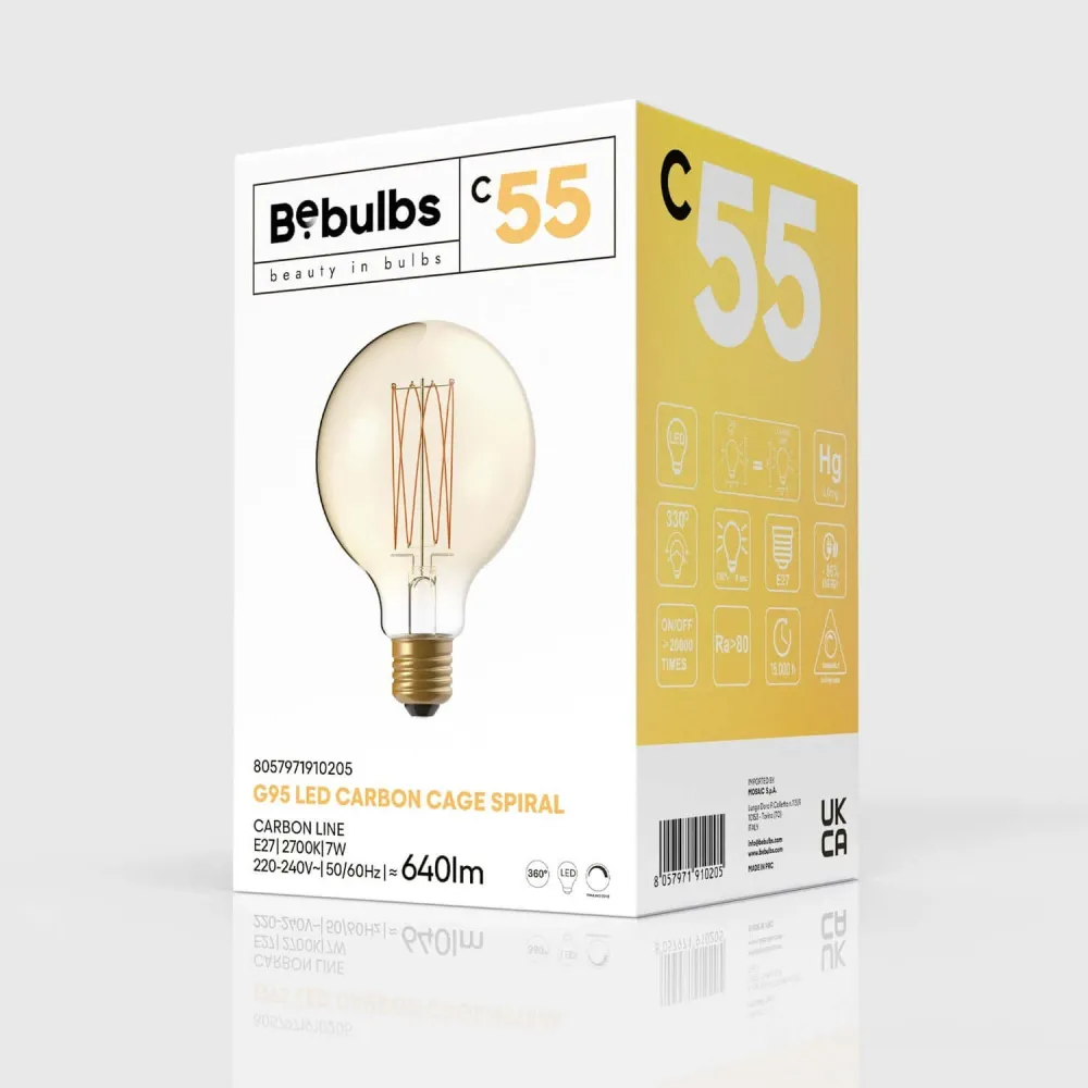 Žarulja LED Zlatna Carbon Line uspravni filament Globo G95 7W 640Lm E27 2700K Dimmabilna - C55