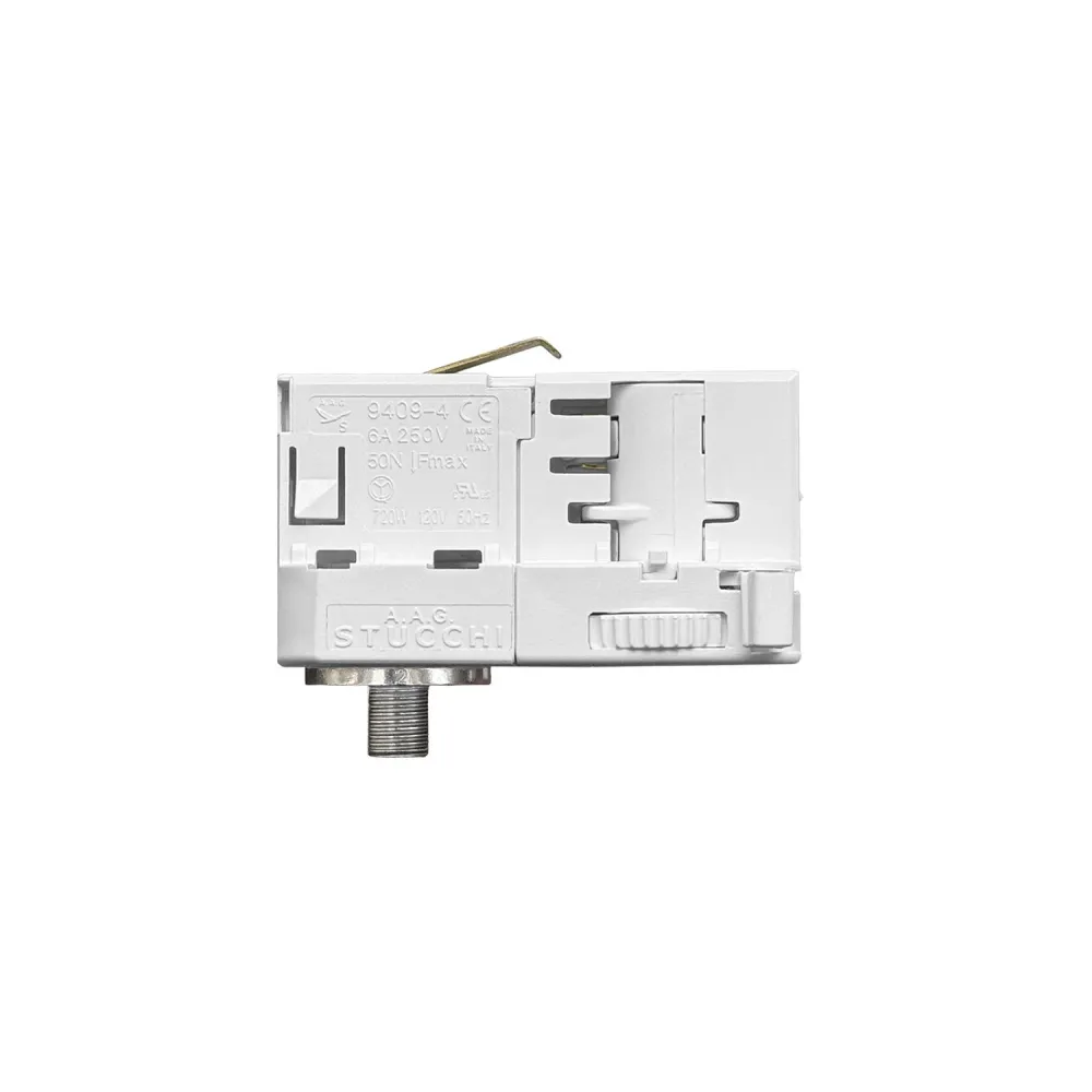 Bijeli Stucchi adapter za trofaznu šinu - za produženje ili zglob