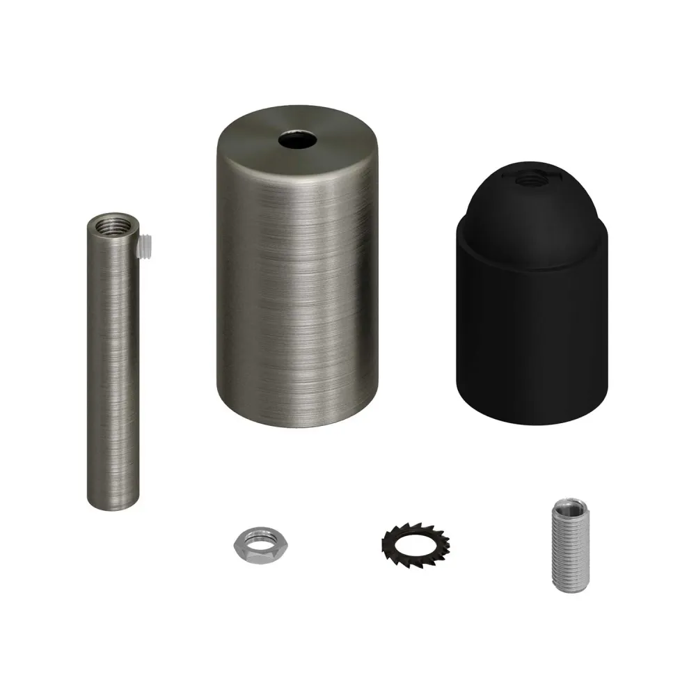 Cilindrični metalni UL E26 set grla za žarulju s 7 cm učvrsnicom kabela - Četkani titan