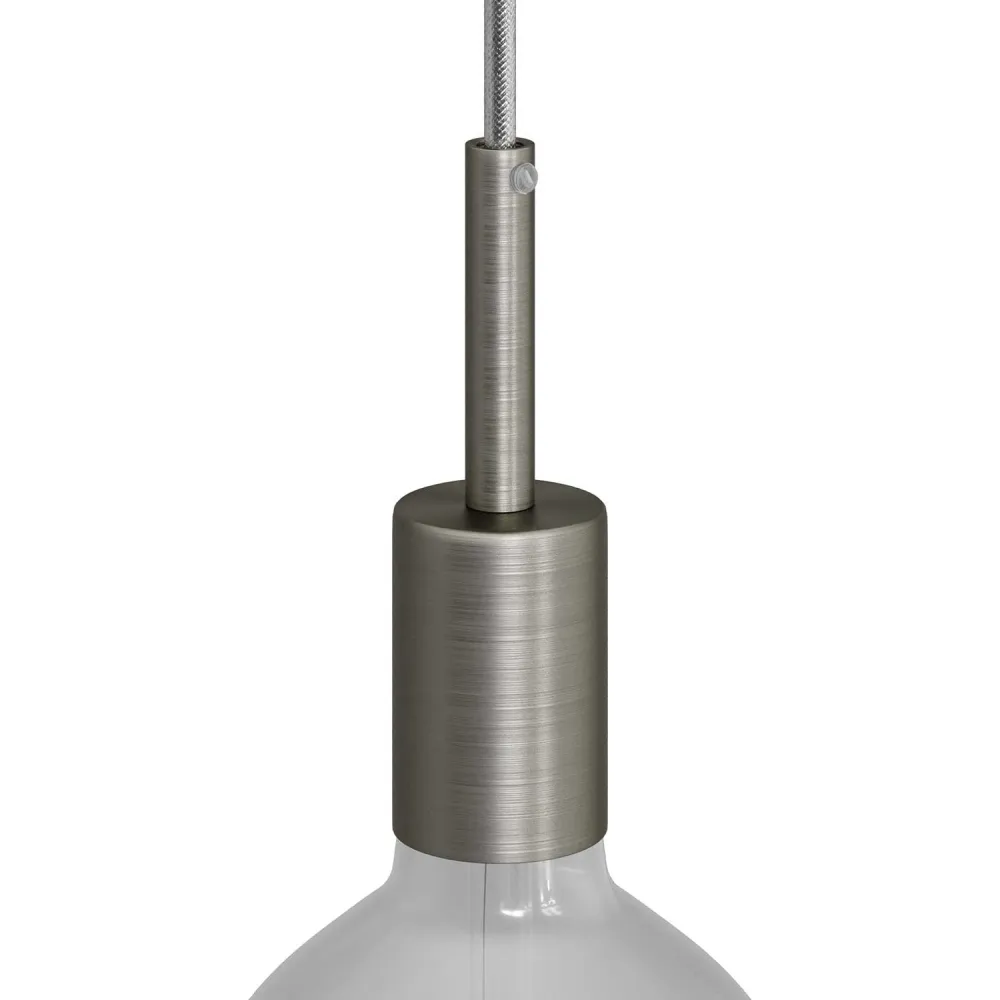 Cilindrični metalni UL E26 set grla za žarulju s 7 cm učvrsnicom kabela - Četkani titan