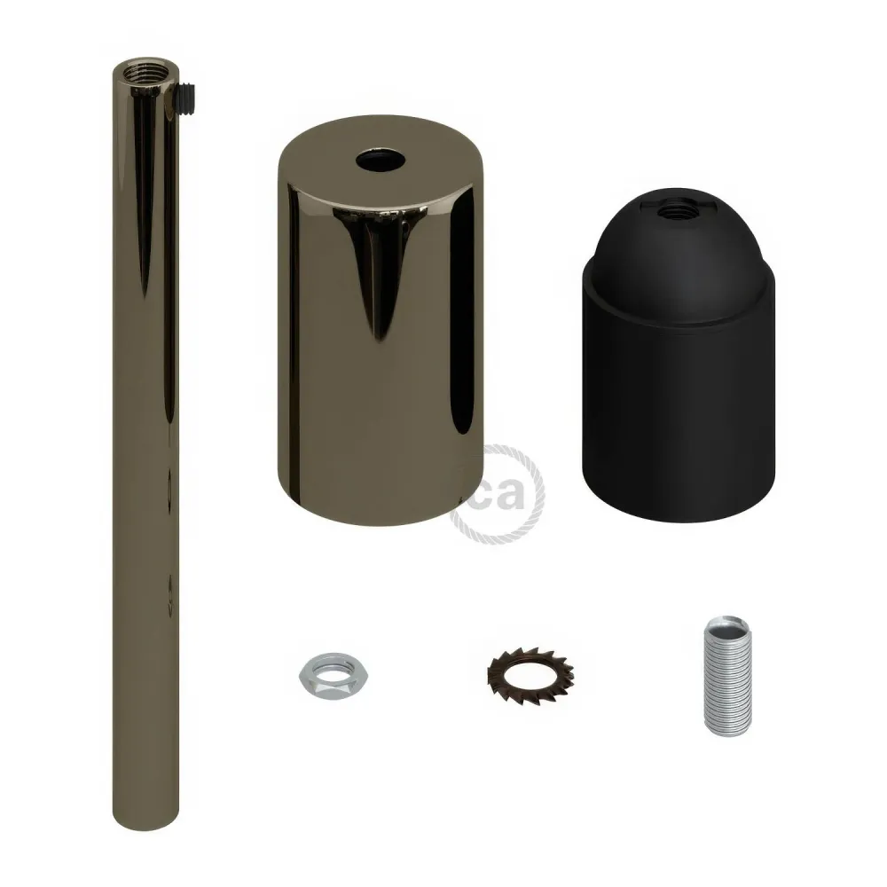 Cilindrični metalni UL E26 set grla s kabelskom uvodnicom od 15 cm – Black pearl