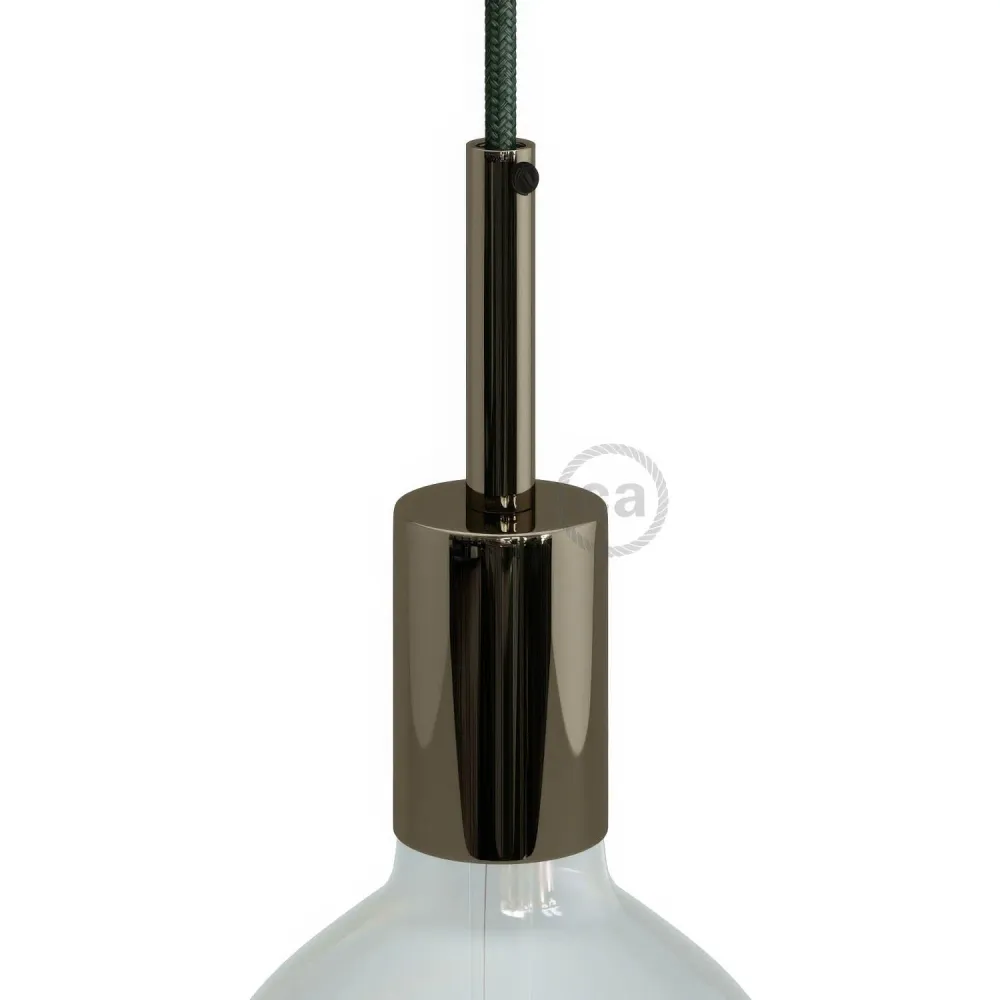 Cilindrično metalno UL E26 grlo za žarulju komplet sa 7 cm stezaljkom za kabel - Black pearl