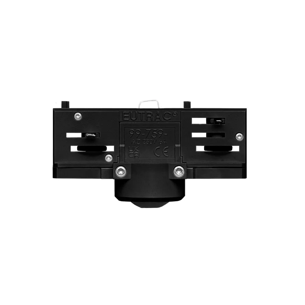 Crni Eutrac adapter za trofaznu šinu - za produženje ili zglob
