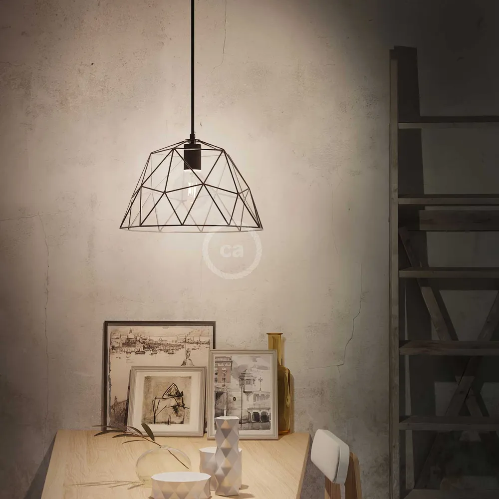 Dome XL metalno kavez-sjenilo bez obloge s E26 grlom - Crno