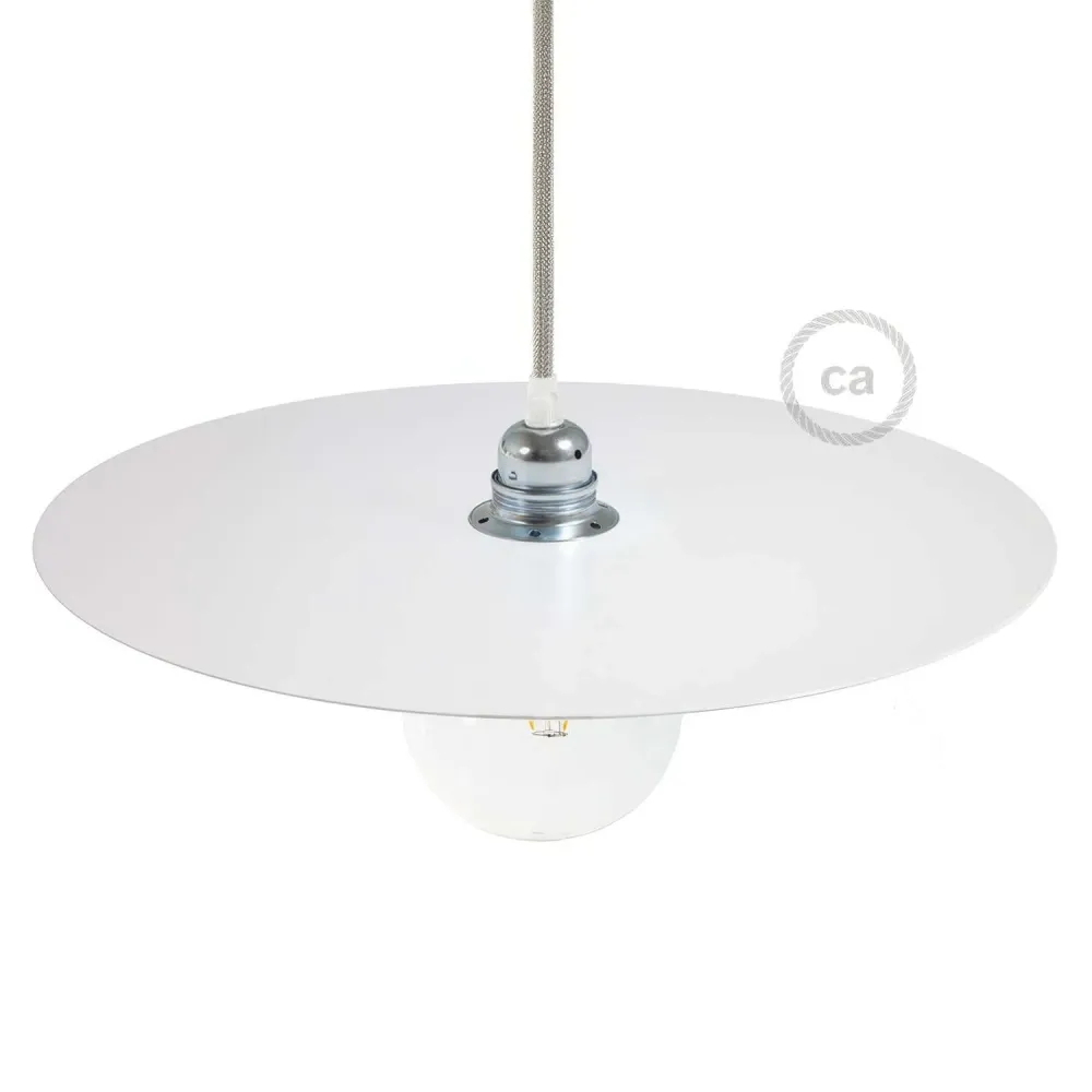 Ellepì oversize okrugla ploč od lakiranog željeza za viseće lampe, promjer 40 cm - Proizvedeno u Italiji - Bijela