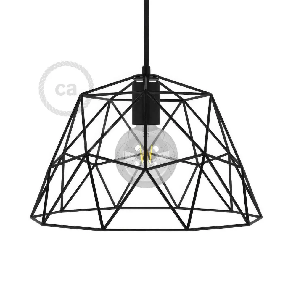 Gabbia XL sjenilo Dome od metala s grlom za žarulju E27 - Crna