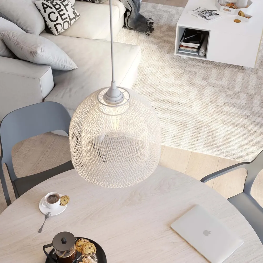 Žičana sjenilo GhostBell XL od metala s E27 grlom - Bijelo