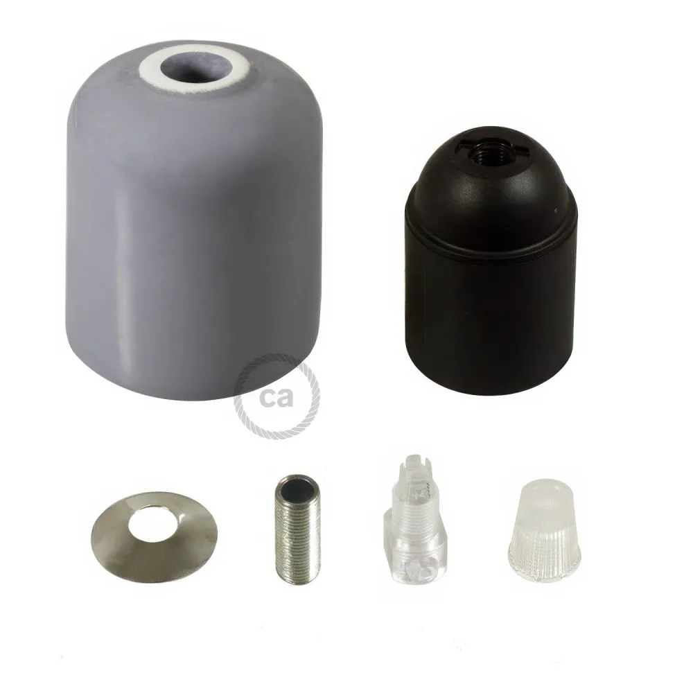 Kit grla za žarulju E27 od keramike - Siva