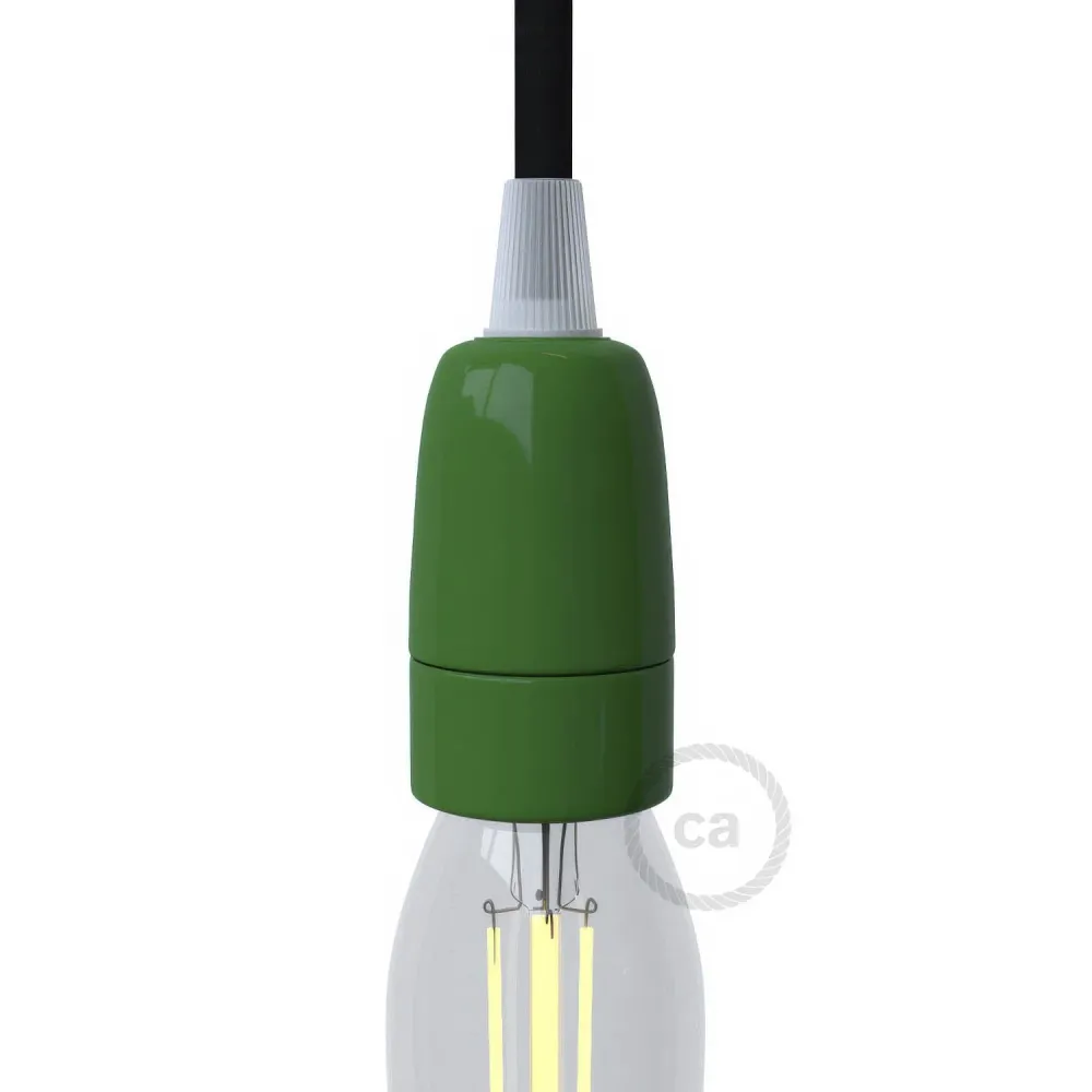 Kit grlo za žarulju E14 od porculana - Zelena
