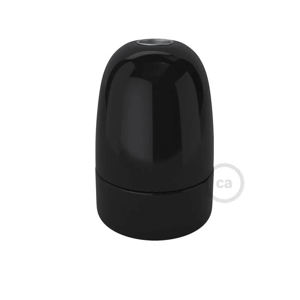 Komplet grlo za žarulju E40 od porculana - Crno