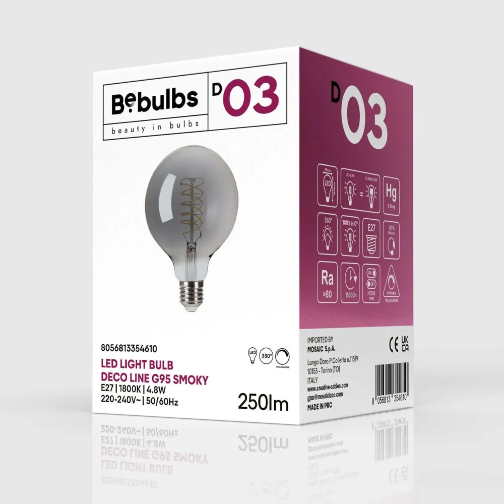 LED žarulja Smoky Globo G95 4,8W 250Lm E27 1800K Prigušiva - D03