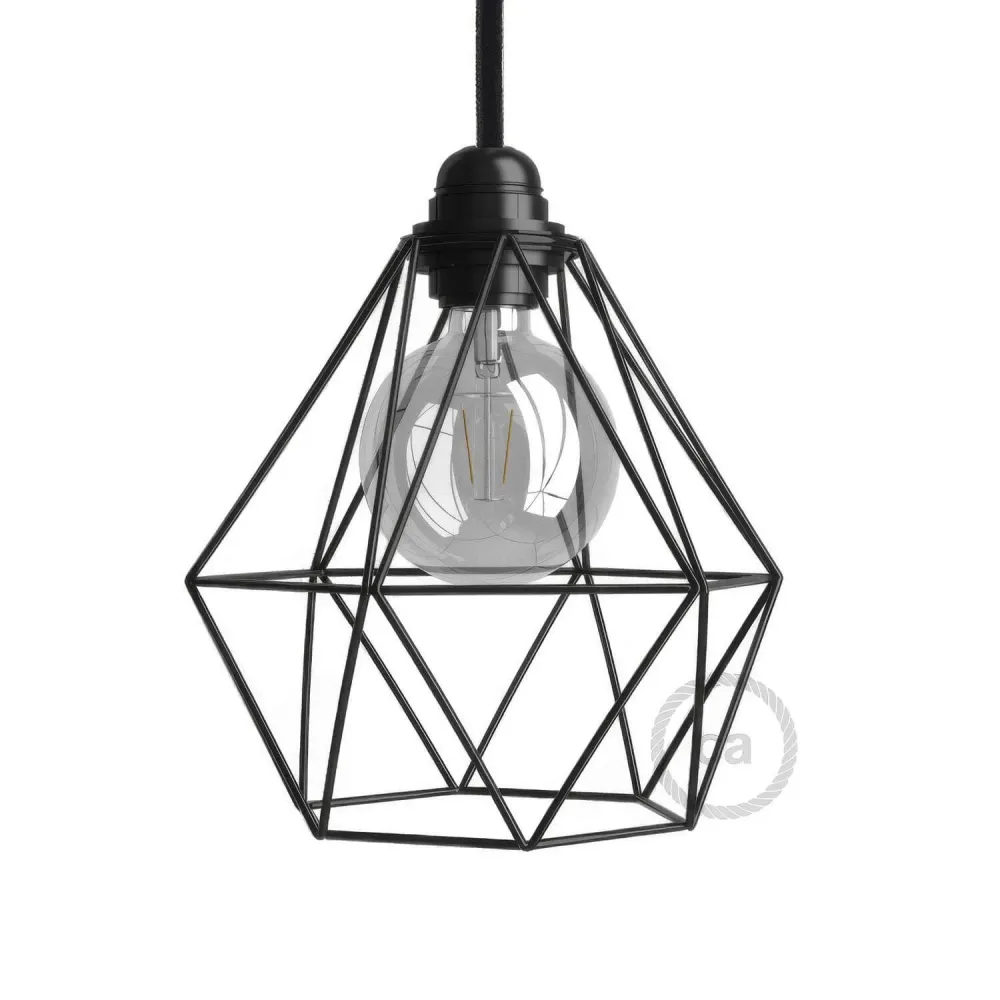 Metalna sjenilo Diamond s E27 prihvatom - Crna