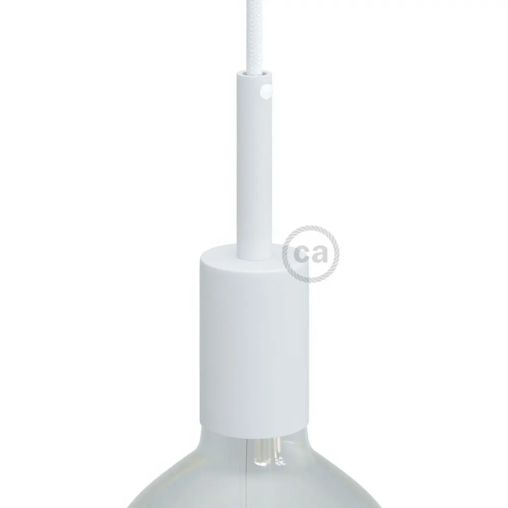 Set grla za žarulju E27 cilindričnog oblika od metala sa stezaljkom za kabel od 7 cm - Mat bijela