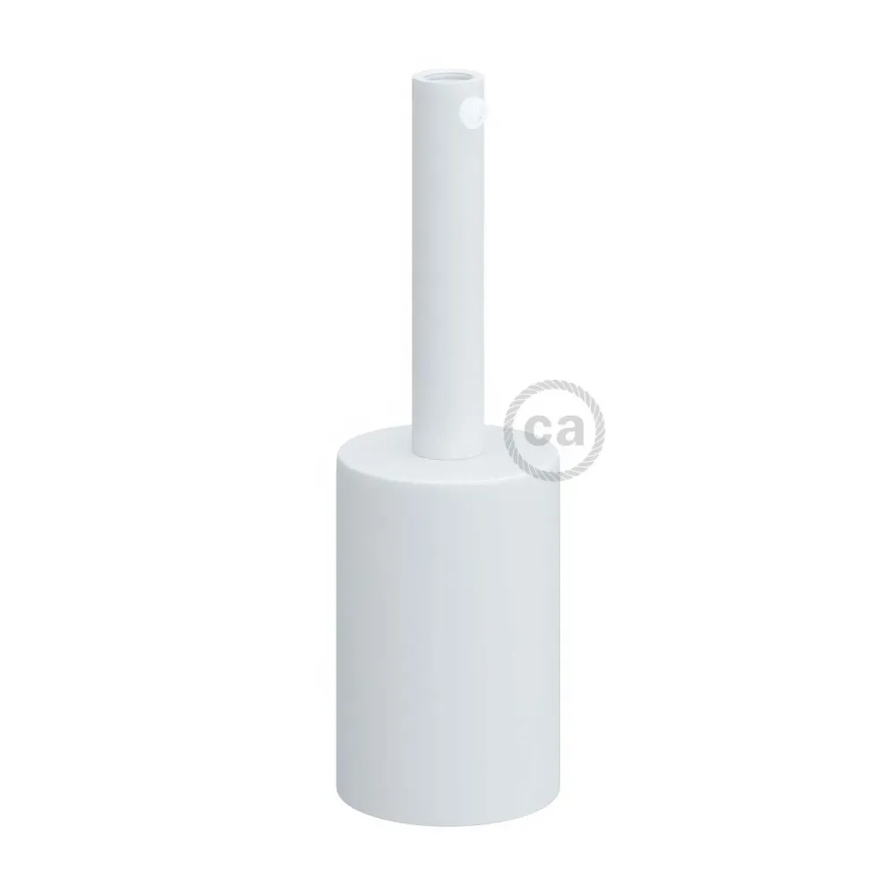 Set grla za žarulju E27 cilindričnog oblika od metala sa stezaljkom za kabel od 7 cm - Mat bijela